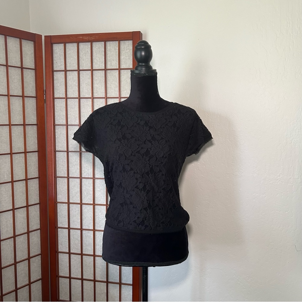Y2K Black Lace Sheer Tee